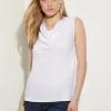 Cowl Neck Blouse - White Sleeveless Blouse | Misook
