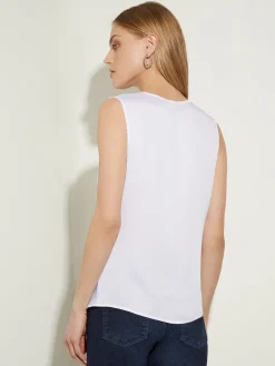 Cowl Neck Blouse - White Sleeveless Blouse | Misook