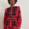 Crepe de Chine Floral Lace Peplum Blouse