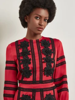 Crepe de Chine Floral Lace Peplum Blouse