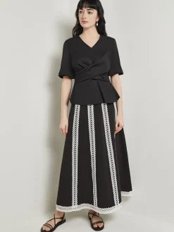 Crossover Peplum Blouse - Puff Sleeve Woven