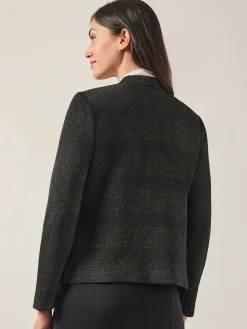 Embellished Lurex Open Neck Jacket