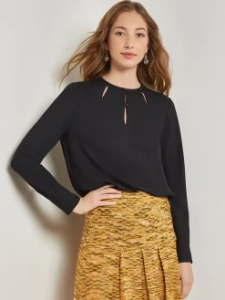 Embellished Neckline Blouse - Crepe De Chine