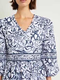 Embroidered Floral Cotton Maxi Dress