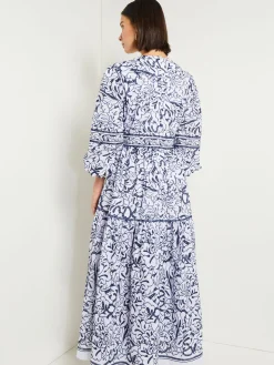 Embroidered Floral Cotton Maxi Dress