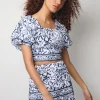 Embroidered Floral Cropped Cotton Blouse