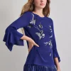 Embroidered Floral Knit Blouse