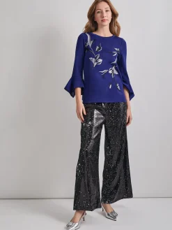 Embroidered Floral Knit Blouse