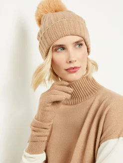 Faux Fur Pom Pom Cashmere Hat