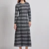 Fit & Flare Tweed Knit Maxi Dress