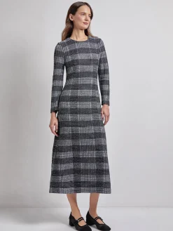 Fit & Flare Tweed Knit Maxi Dress