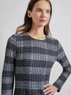 Fit & Flare Tweed Knit Maxi Dress