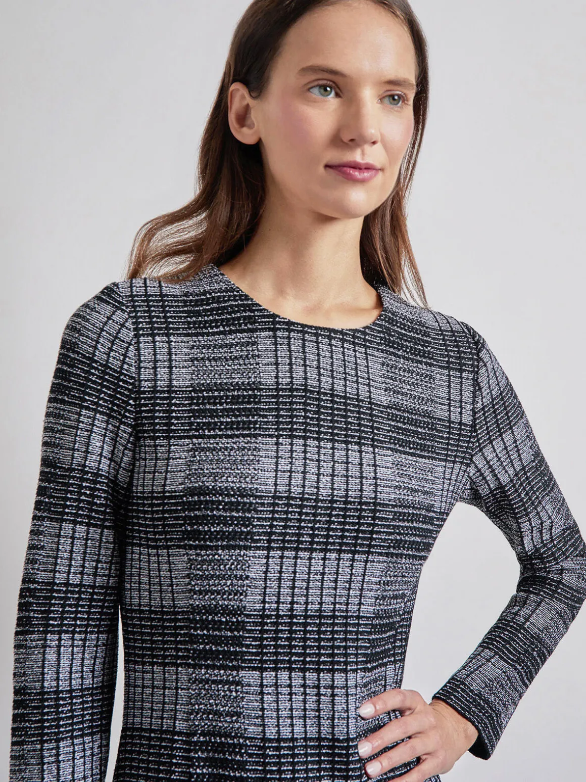 Fit & Flare Tweed Knit Maxi Dress