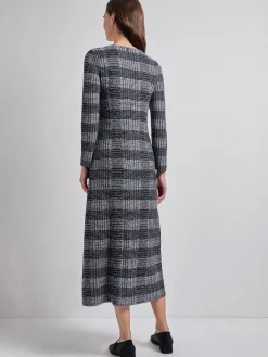 Fit & Flare Tweed Knit Maxi Dress