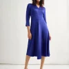 Fit-and-Flare Crepe de Chine Midi Dress