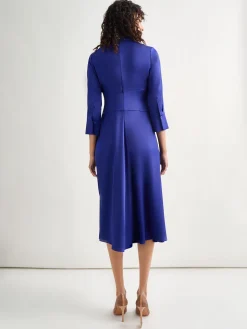Fit-and-Flare Crepe de Chine Midi Dress