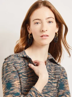 Gold & Black Resin Doorknocker Earrings