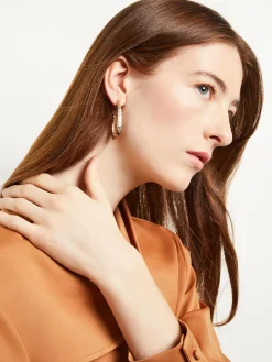 Gold Hammered J-Hoop Earrings