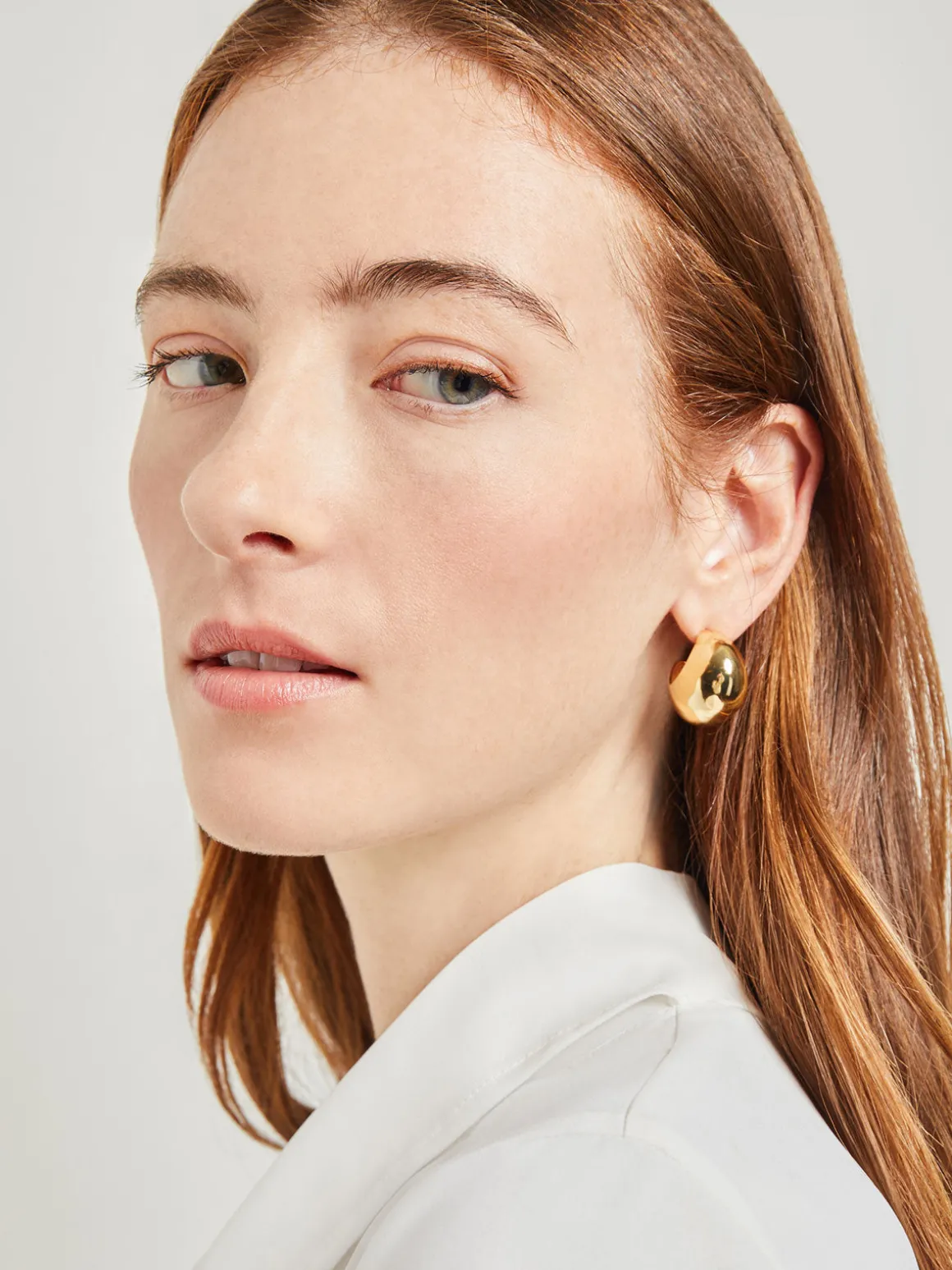 Gold Puffy Hoop Earrings