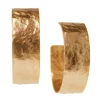 Hammered Matte 14K Gold Hoop Earrings