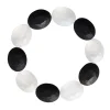 Handmade Matte Black & White Crystal Stretch Bracelet