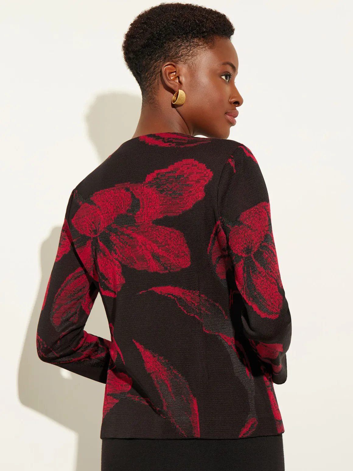 Heritage Fit Floral Button-Front Knit Jacket