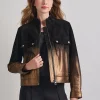 Heritage Fit Gold Ombre Suede Leather Trucker Jacket