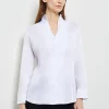 Hi-Neck Stretch Cotton Blouse