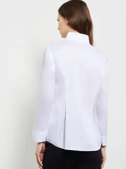 Hi-Neck Stretch Cotton Blouse