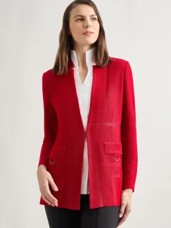 Inverted Notch Collar Tailored Knit Jacket