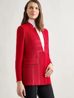 Inverted Notch Collar Tailored Knit Jacket