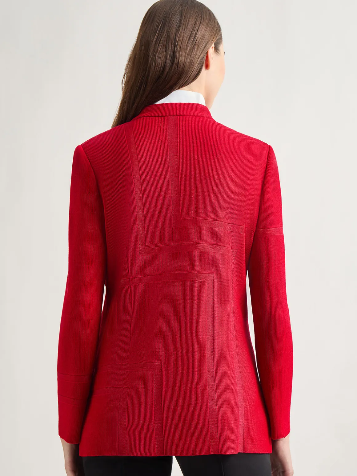 Inverted Notch Collar Tailored Knit Jacket