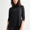 Jersey Turtleneck Top, Black
