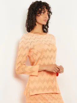 Jewel Neck Tunic - Ombre Pointelle Soft Knit