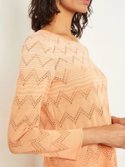 Jewel Neck Tunic - Ombre Pointelle Soft Knit