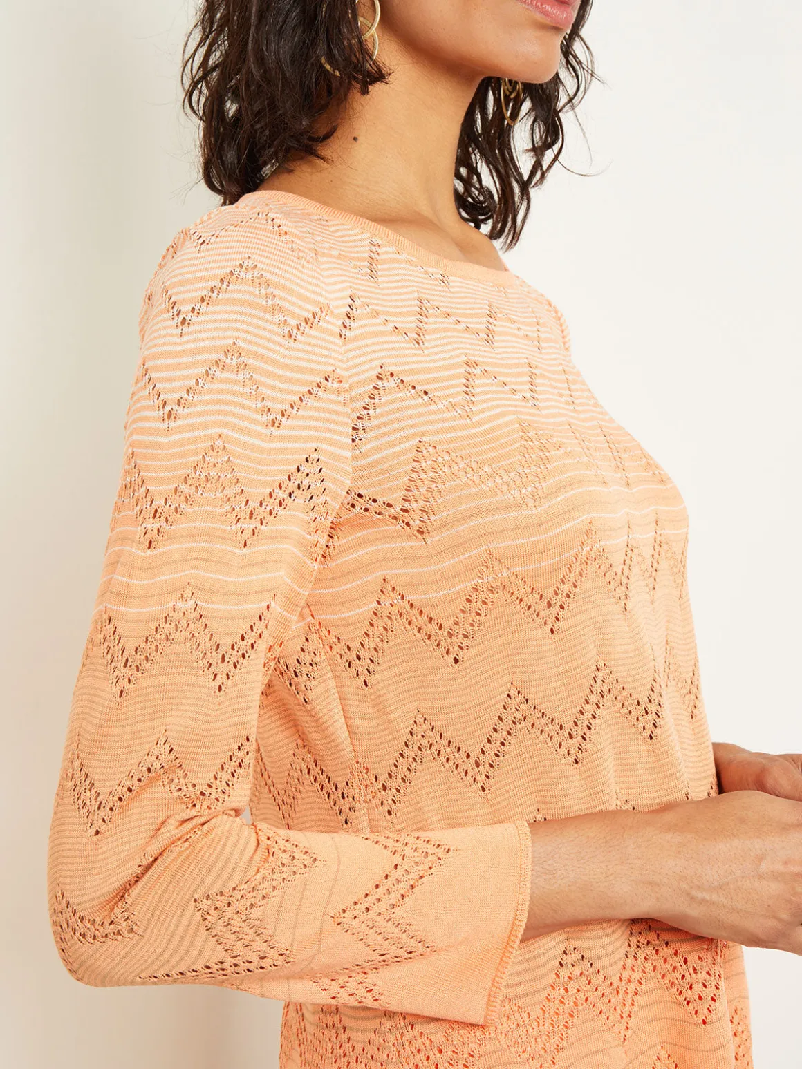 Jewel Neck Tunic - Ombre Pointelle Soft Knit