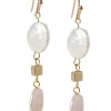14K Matte Gold Freshwater Pearl Drop Earrings