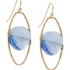 18K Matte Gold Plated Blue Crystal Wire Wrapped Earrings