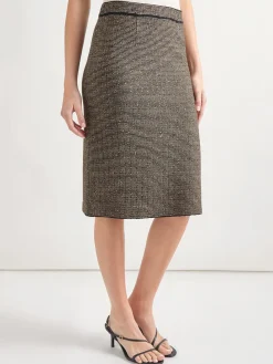 Knee-Length Lurex Knit Straight Skirt