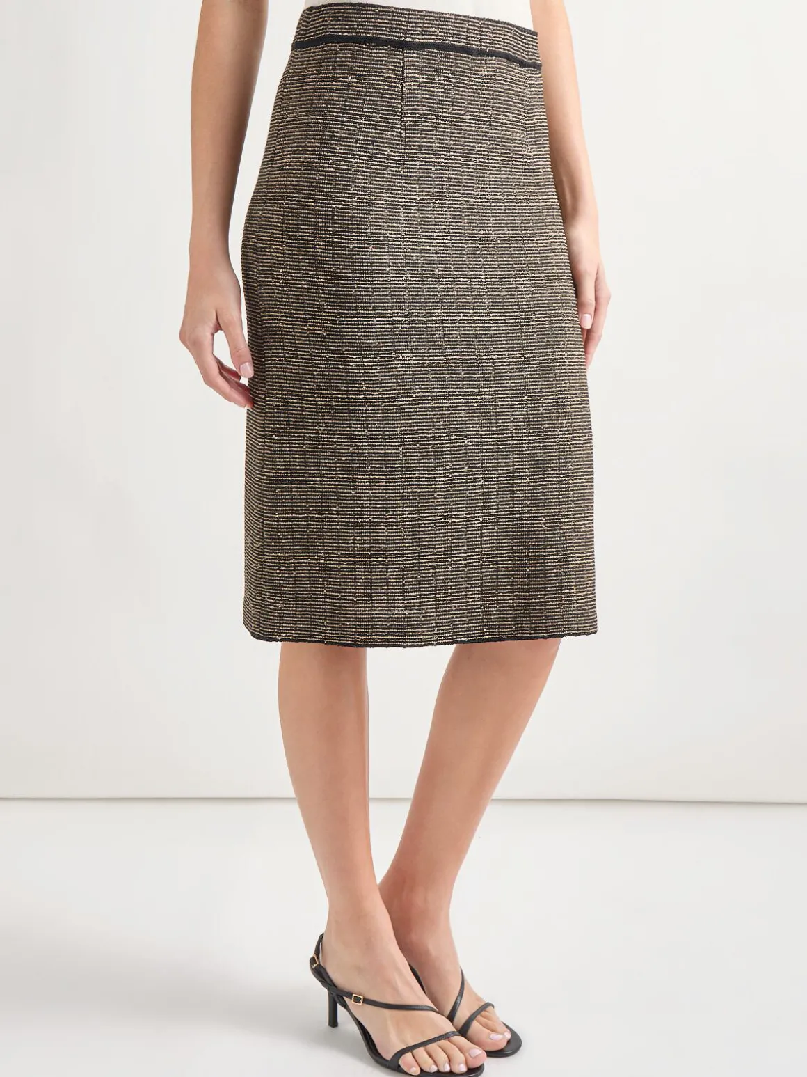 Knee-Length Lurex Knit Straight Skirt