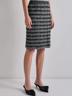 Knee-Length Tweed Knit Pencil Skirt