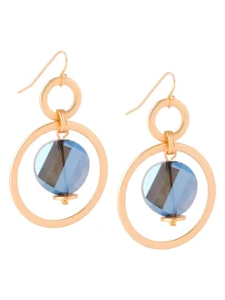 Labradorite and Matte Gold Hoop Earrings