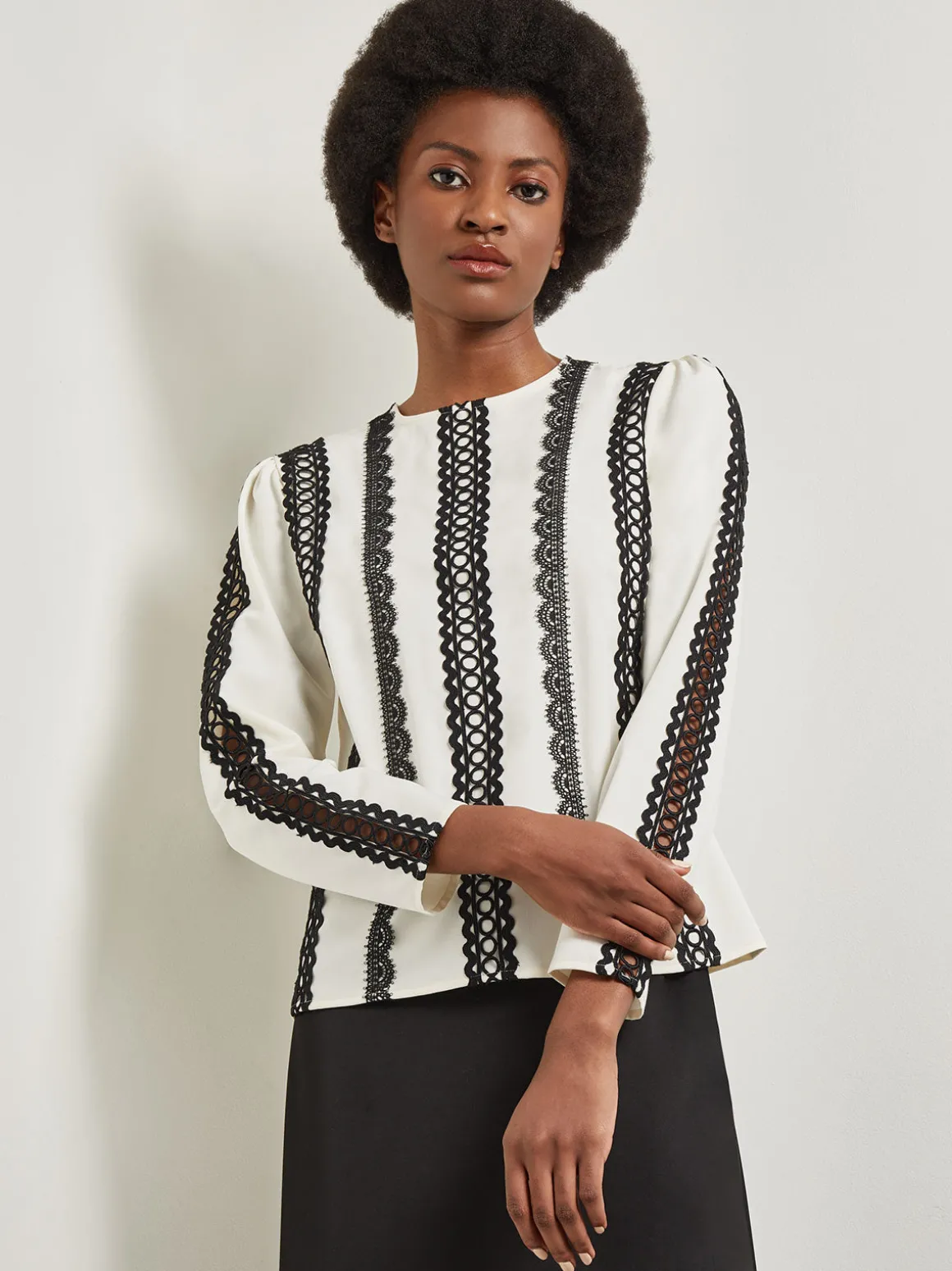 Lace Applique Woven Blouse