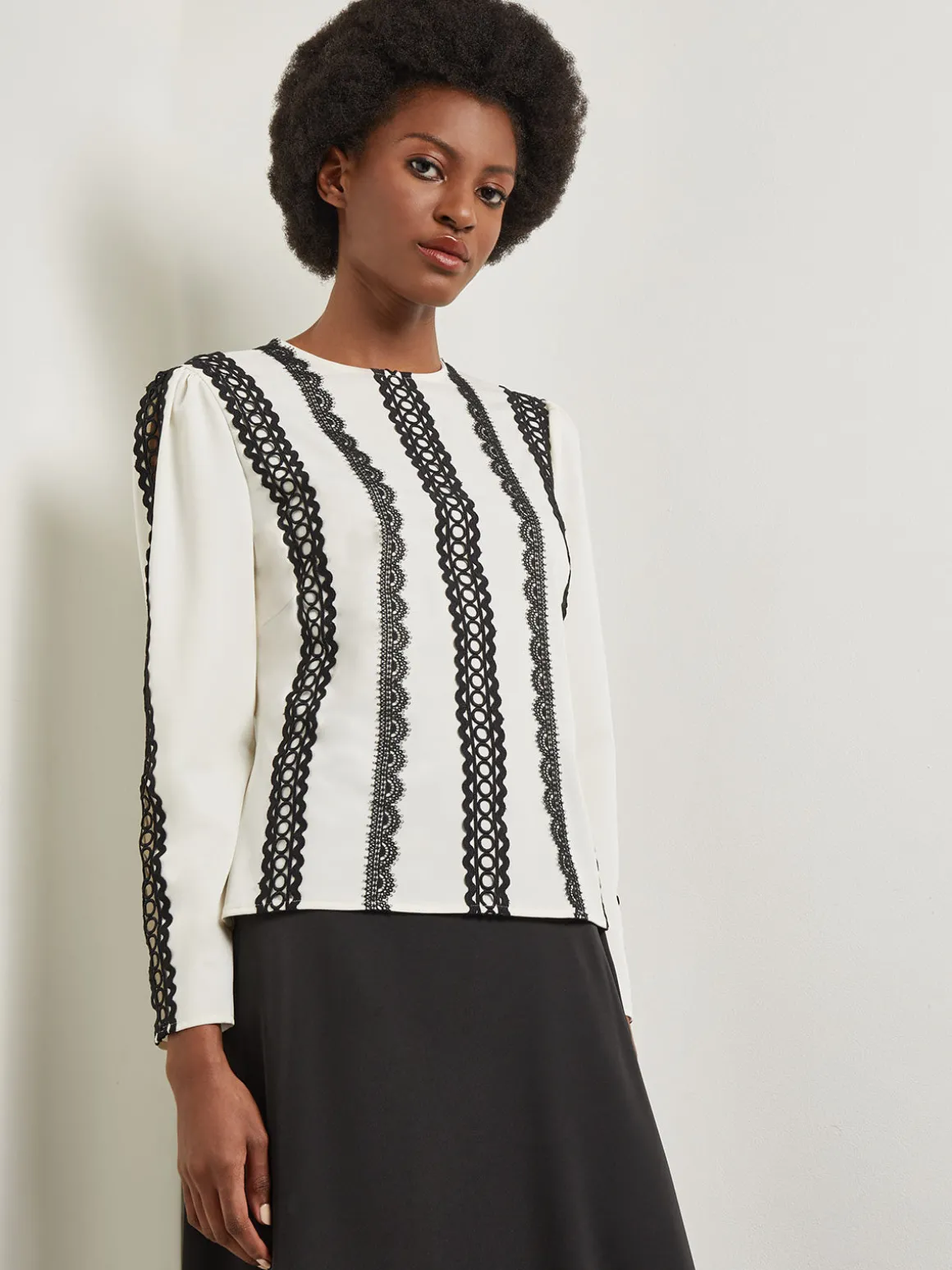 Lace Applique Woven Blouse