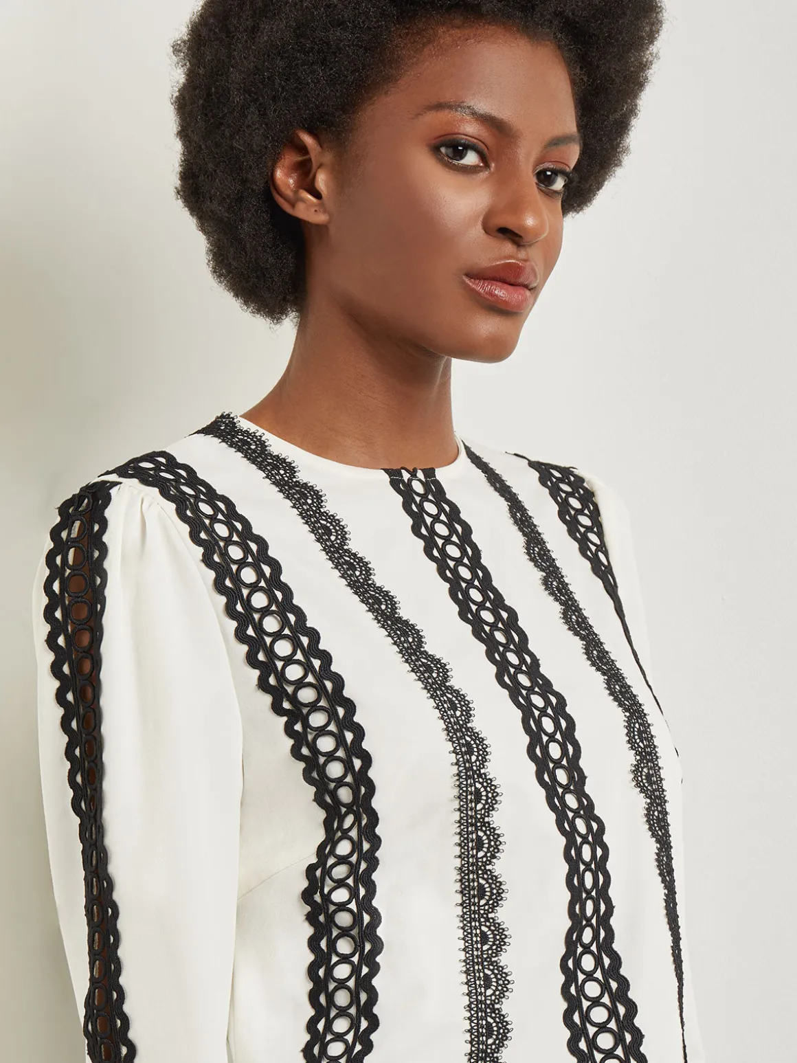 Lace Applique Woven Blouse