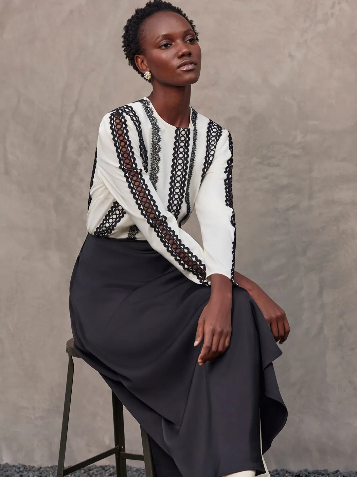Lace Applique Woven Blouse