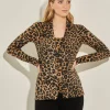Leopard Print Open Front Cashmere Cardigan