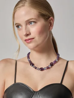 Matte Amethyst Crystal Necklace