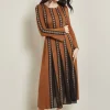 Maxi A-Line Dress - Sheer Panel Soft Knit
