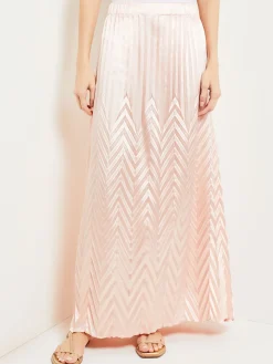 Maxi A-Line Skirt - Chevron Textured Crepe de Chine